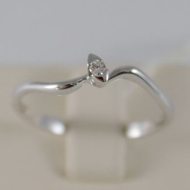 SOLID 18K WHITE GOLD SOLITAIRE WEDDING BAND RING WITH DIAMOND 0.03 MADE IN ITALY.
