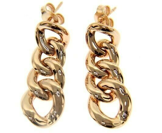 18k rose gold pendant gourmette earrings made in Italy.