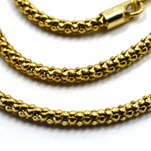 Cargar imagen en el visor de la galería, 18k yellow gold basket rounded 2.8mm tube basket popcorn chain necklace, 20&quot;.
