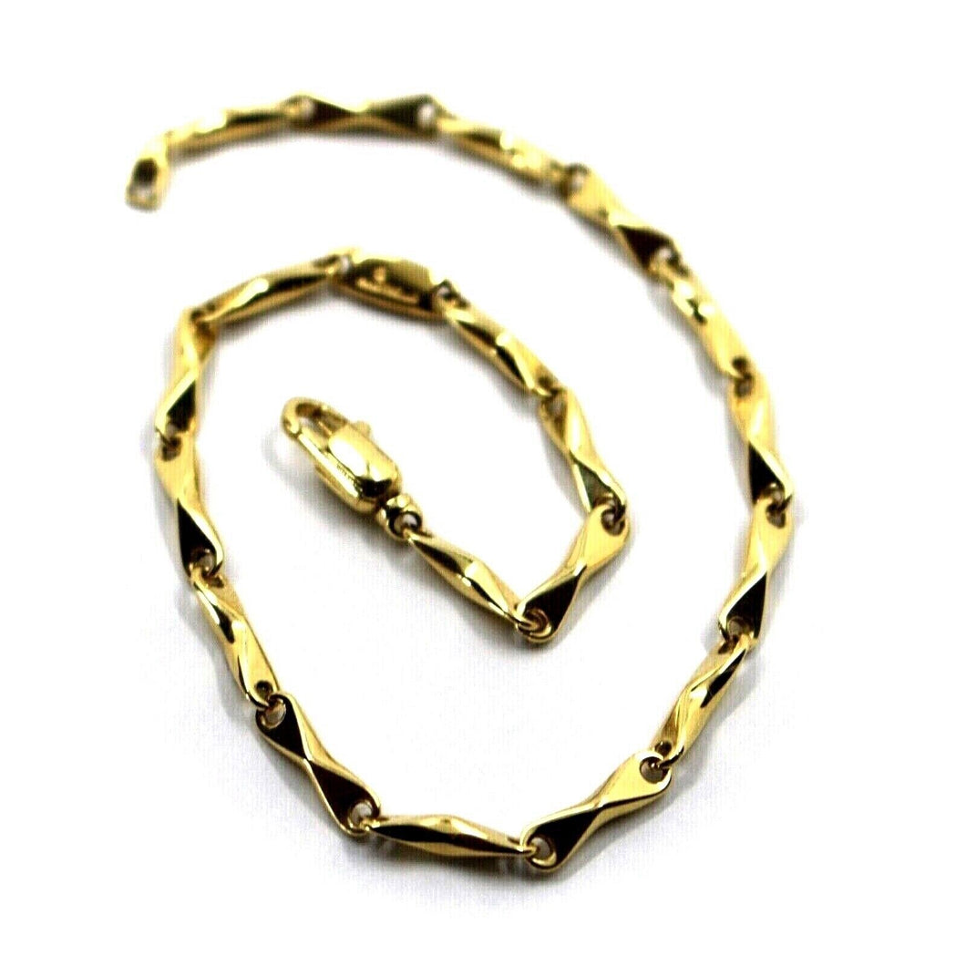 18K YELLOW GOLD BRACELET ROUNDED ALTERNATE INFINITE TRIANGLE TUBE LINKS, 8.3