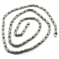 18k white gold chain 3.5mm alternate rounded tube link 50cm 20