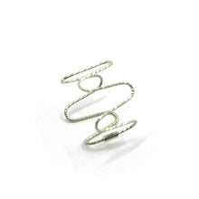 Load image into Gallery viewer, 18k white gold magicwire half phalanx ring, 10mm elastic worked ondulate wire.
