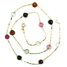 Load image into Gallery viewer, 18k yellow gold 18&quot; necklace drops heart purple green blue orange tourmaline.
