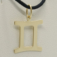 18k yellow gold zodiac sign pendant, zodiacal flat charm, gemini, made in Italy.