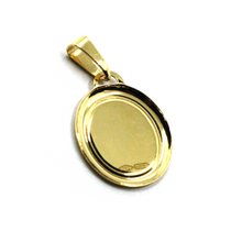 Load image into Gallery viewer, 18k yellow gold oval flat medal 15x17mm Saint Padre Pio of Pietrelcina pendant.
