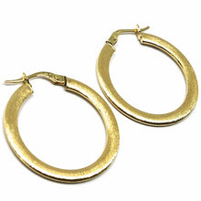 Load image into Gallery viewer, 18K YELLOW GOLD CIRCLE HOOPS 3x1mm, EARRINGS 26mm, DOUBLE FACE SMOOTH &amp; SATIN.
