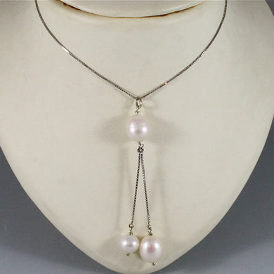 18k white gold necklace with pendant, white pearl diameter 1 cm made in Italy.