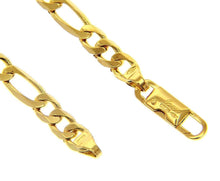 Load image into Gallery viewer, SOLID 18K YELLOW GOLD BRACELET 5mm SQUARED FIGARO GOURMETTE ALTERNATE 3+1 8.3&quot;.
