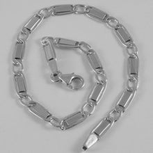 Load image into Gallery viewer, 18k white gold bracelet with flat gourmette alternate 4 mm oval link, made Italy.
