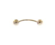 18K WHITE GOLD PIERCING, BARBELL CURVE BANANABELL BANANA, BALLS 5mm BELLY BODY.