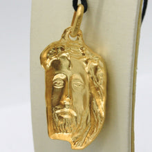 Load image into Gallery viewer, 18K YELLOW GOLD JESUS FACE PENDANT CHARM 42 MM, 1.6 IN, FINELY WORKED ITALY MADE.
