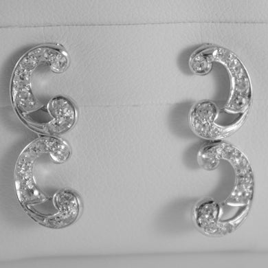 18k white gold double curve earrings diamond diamonds 0.45 carats made in Italy.