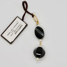 Load image into Gallery viewer, SOLID 18K YELLOW GOLD PENDANT WITH WHITE FW PEARL AND BLACK ONYX MADE IN ITALY
