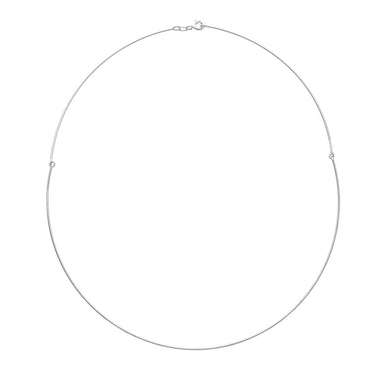 18K WHITE GOLD RIGID NECKLACE CHOKER CHAIN THIN TUBE 1mm 43cm 17