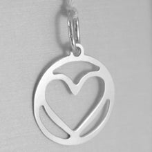 Load image into Gallery viewer, 18k white gold heart pendant charm 22 mm finely worked, bright, made in Italy
