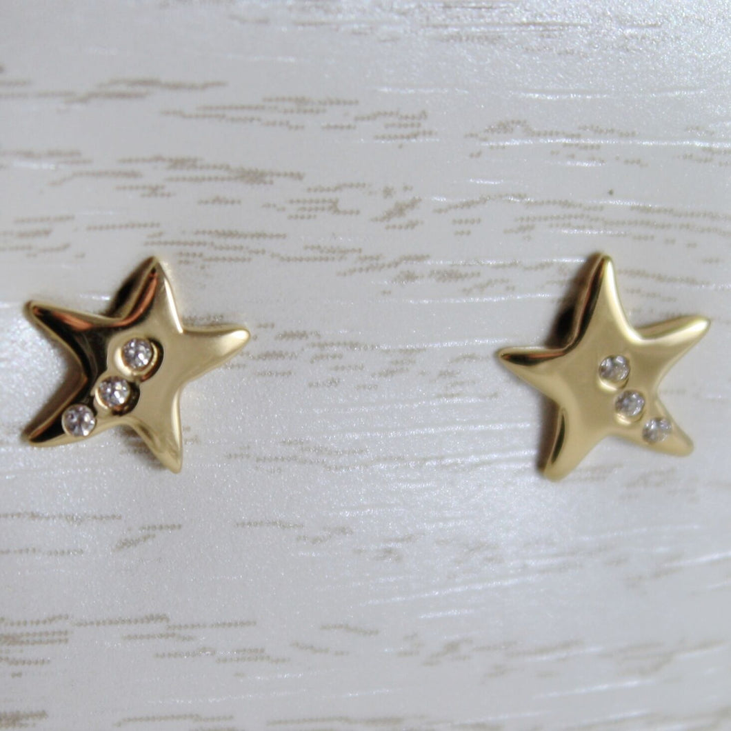 18k yellow gold earrings mini stars star, zirconia for kids child.
