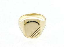 Load image into Gallery viewer, 18k yellow gold band man ring square oval engravable satin smooth made in Italy.
