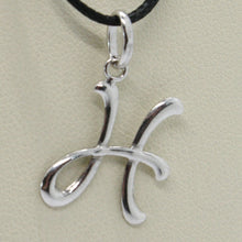 Load image into Gallery viewer, 18k white gold pendant charm initial letter H, made in Italy 0.8 inches, 21 mm
