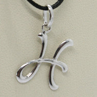 18k white gold pendant charm initial letter H, made in Italy 0.8 inches, 21 mm.