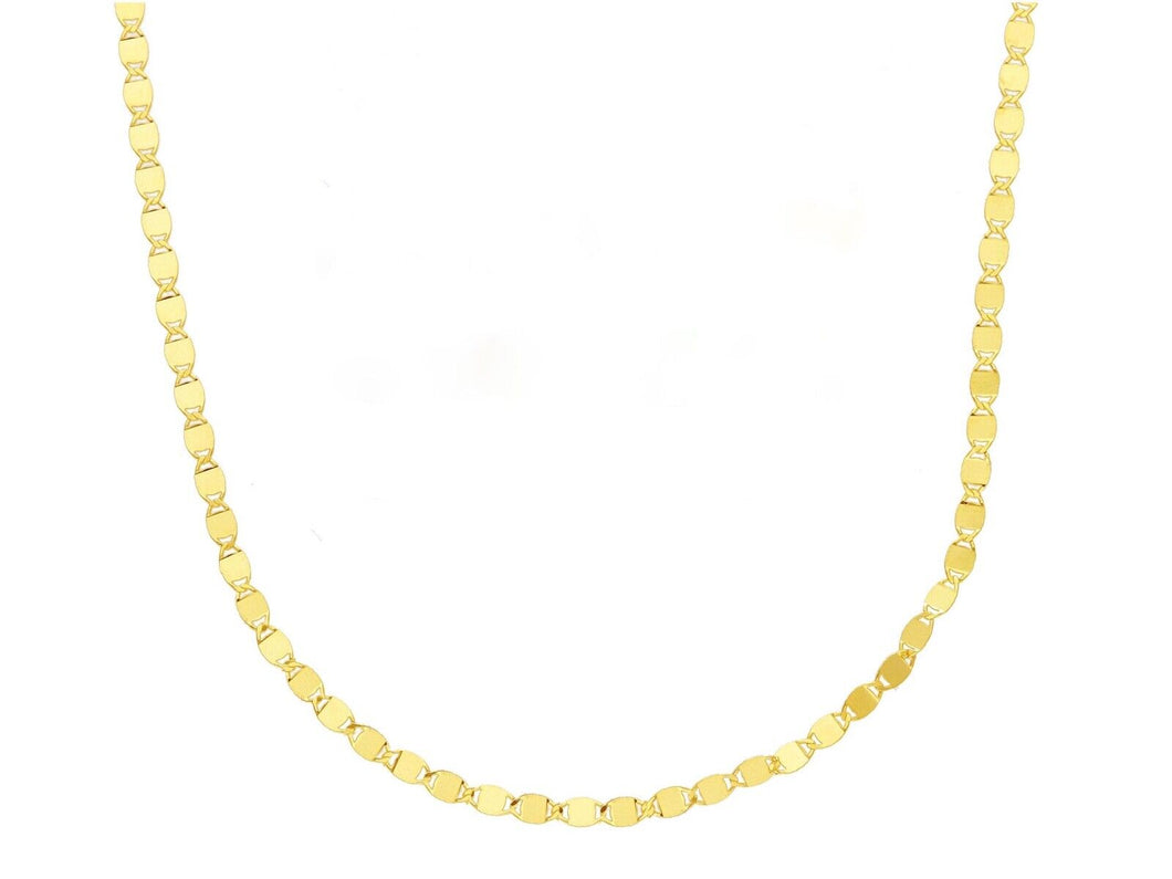 18K YELLOW GOLD CHAIN, SMALL 1.8mm FLAT POLISHED OVALS, 17.7