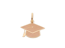 Load image into Gallery viewer, 18k rose gold small 12mm square academic cap graduation hat flat satin pendant.
