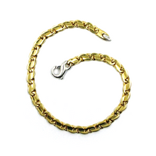 Load image into Gallery viewer, solid 18k yellow white gold bracelet flat 4mm infinite figure 8 oval wave links.
