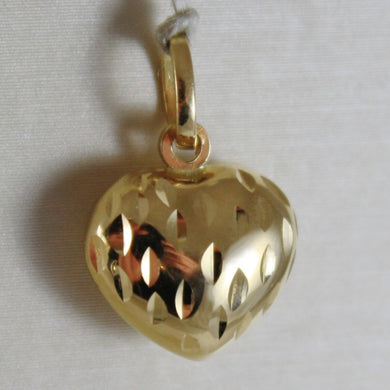 18K YELLOW GOLD ROUNDED MINI HEART CHARM PENDANT FINELY HAMMERED MADE IN ITALY.