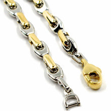 Load image into Gallery viewer, 18k white yellow gold chain necklace alternate 5mm oval drop &amp; tube links, 20&quot;.
