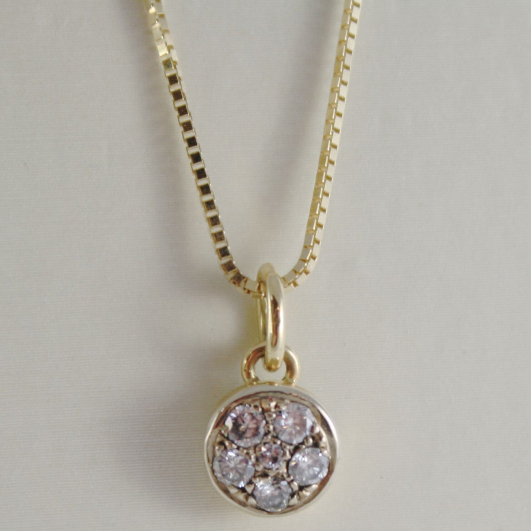 18K YELLOW GOLD NECKLACE WITH DIAMONDS 0.25 CARATS VENETIAN CHAIN MADE IN ITALY