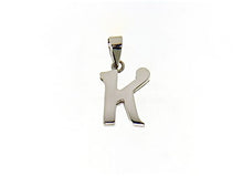 Load image into Gallery viewer, 18k white gold luster pendant with initial k letter  k made in Italy 0.71 inches.

