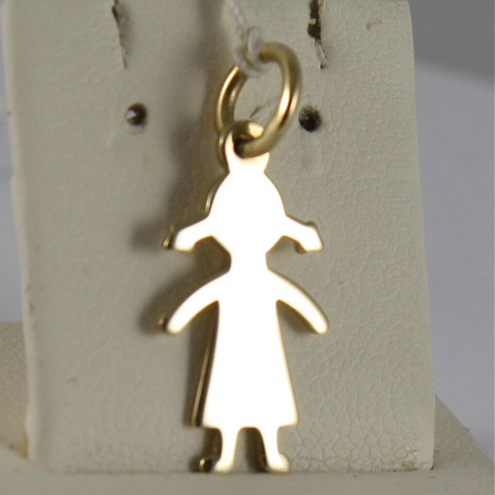 SOLID 18K YELLOW GOLD GIRL PENDANT, BABY, MADE IN ITALY