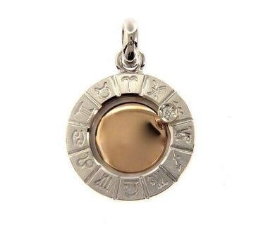 18k rose & white gold zodiac sign round 20mm diamond zodiacal medal pendant.