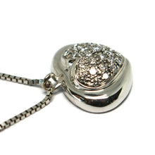 Load image into Gallery viewer, 18k white gold necklace with diamonds rounded heart pendant, venetian chain.
