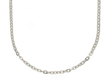 Load image into Gallery viewer, 18K WHITE GOLD SOLID CHAIN SQUARED CABLE 2.2mm OVAL LINKS, 24&quot; 60cm ITALY MADE.
