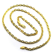 Load image into Gallery viewer, 18K YELLOW GOLD SOLID CHAIN SQUARED CABLE 3.2mm OVAL LINKS, 24&quot; 60cm ITALY MADE.
