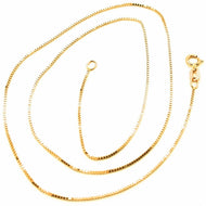 18K YELLOW GOLD CHAIN MINI 0.8 MM VENETIAN SQUARE LINK 19.70 INCH MADE IN ITALY.