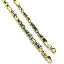 Load image into Gallery viewer, 18K YELLOW WHITE GOLD CHAIN 4.5mm ROUNDED OVAL LINK WITH CENTRAL BUTTON 50cm 20&quot;.
