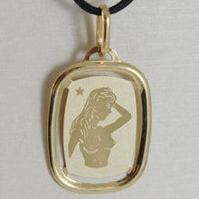 Load image into Gallery viewer, SOLID 18K YELLOW GOLD VIRGO ZODIAC SIGN MEDAL PENDANT, ZODIACAL, MADE IN ITALY
