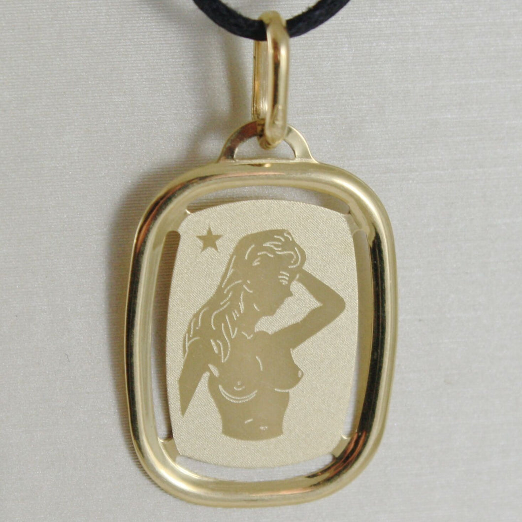 SOLID 18K YELLOW GOLD VIRGO ZODIAC SIGN MEDAL PENDANT, ZODIACAL, MADE IN ITALY