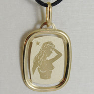 solid 18k yellow gold virgo zodiac sign medal pendant, zodiacal, made in Italy.