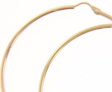 18k rose gold round circle earrings diameter 50 mm width 1.7 mm, made in Italy.