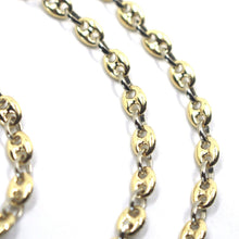 Load image into Gallery viewer, SOLID 18K YELLOW WHITE GOLD MARINER NAUTICAL CHAIN OVAL 3.8mm 24&quot; ITALY NECKLACE.
