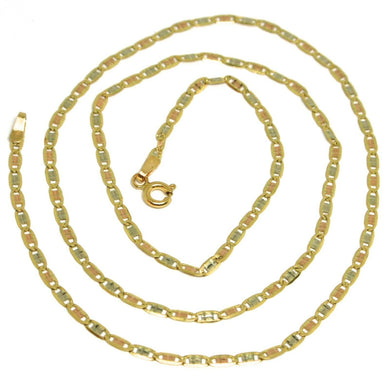 18K YELLOW ROSE WHITE GOLD CHAIN 19.7 INCHES OVAL LINK 2 MM, MADE IN ITALY.