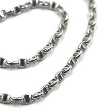 Load image into Gallery viewer, 18K WHITE GOLD ANKLET 9.8&quot; 25cm, OVAL MARINER ROUNDED LINKS 3mm, MADE IN ITALY.
