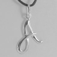 18k white gold pendant charm initial letter A, made in Italy 1.0 inches, 25 mm.