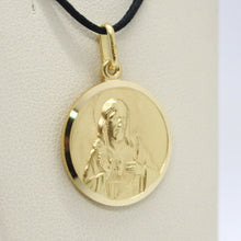 Load image into Gallery viewer, solid 18k yellow gold Sacred Heart of Jesus 15mm round medal, pendant
