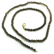 Load image into Gallery viewer, 18K YELLOW GOLD NECKLACE 24&quot; 60cm, FACETED BROWN SMOKY QUARTZ DIAMETER 3mm.
