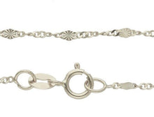 Load image into Gallery viewer, 18K WHITE GOLD CHAIN, SINGAPORE ROPE SPIRAL ALTERNATE OVALS WITH RAYS, 15.7&quot;.
