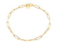 18K YELLOW GOLD BRACELET SQUARED TUBE OVAL PAPER CLIP 3x10mm LINKS, 7.5