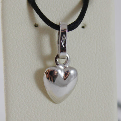 18k white gold mini rounded heart pendant charm, 11 mm, 0.43 inch made in Italy.